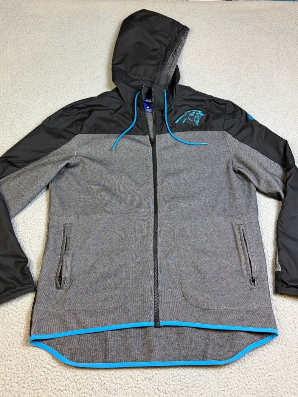 Vintage Carolina Panthers Jacket Mens Size Large Nike Blue Tag Late 90s Full Zip